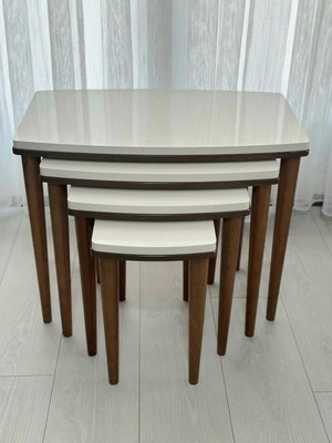 Deniss Home  Roma Serisi 4 Lü Lüx Mdf Ahşap Zigon Sehpa Ceviz