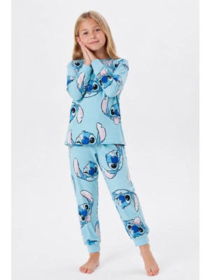 İsobel Kids %100 Pamuk Mavi Çizgi Filmli Kız Çocuk Pijama Takımı