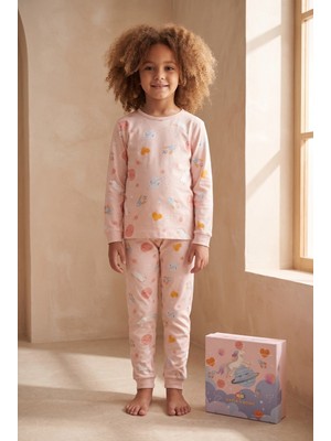 Katia & Bony Unicorn Kutulu Kız Çocuk Pijama Takımı Pembe