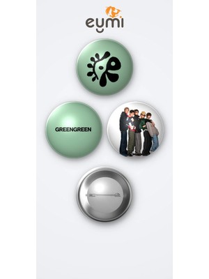 Eymi Design Cortis Kpop Grubu Green Green Albümü 3'lü Metal Rozet Seti 58MM Iğneli Buton Çanta Yaka Rozeti