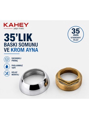 Kahey 35’lik 3.5cm Batarya Kartuşu Baskı Somunu+ Krom Ayna