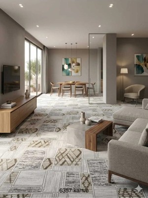 Nesrin Modern Bohem Kahve Gri Kaymaz Jel Taban Halı