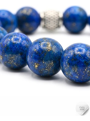 MMİF Doğal Lapis Lazuli Taşı Bileklik – Lacivert Doğal Taş, Altın Pirit Damarli 8 Mm, Yuvarlak Kesim, Unisex Mmif