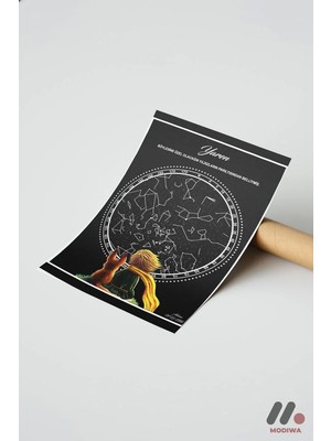 Modiwa Design Kişiye Özel Yıldız Haritası Posteri Siyah, Çerçevesiz Yüksek Kalite Duvar Afişi - Sevdiklerinize Özel Hediye