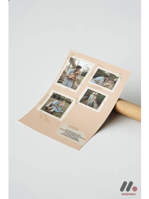 Modiwa Design Kişiye Özel Polaroid Kolaj Bej, Çerçevesiz Yüksek Kalite Duvar Afişi - Sevdiklerinize Özel Hediye