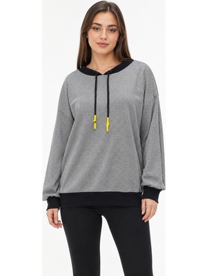 Neden Tekstil Kadın Oversize Siyah Kayık Yaka Sweatshirt