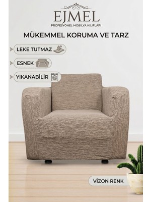 Ejmel Jmel Esnek ve Leke Tutmaz Koltuk Kılıfı (Tekli Berjer Kılıfı) Bajyer Örtüsü Koltukörtüsü Bajyer Kılıfı Esnek Yıkanabilir