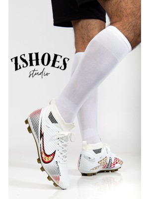 Zshoes Erkek Gümüş Yeni Renk Halı Saha/çim Saha Çoraplı Bağcıklı Esnek Çocuk-Genç-Yetişkin Krampon (31-44)