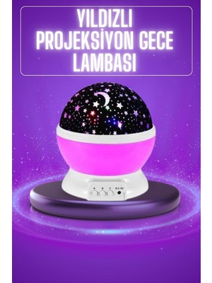 Yıldız Görünümlü Gece Lambası Renkli Masa Lambası Gökyüzü Projeksiyon - 5825-8574