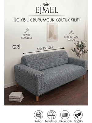 Ejmel 3 Kişilik Jakar Ağaçkabuğu Desen  Koltuk Kılıfı Koltuk Örtüsü Çekyat Kılıfı Kanepe Kılıfı Esnek, Leke Tutmaz,yıkanabilir