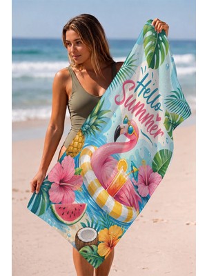 Valerine Life Plaj Havlusu 70X140CM Havuz Spa Sauna Spor Pamuklu Emici Flamingo Paradise