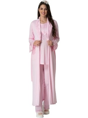 raia  5416 Pembe Uzun Sabahlıklı Lohusa Pjama Takımı