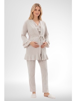 raia  6403 Vizon Sabahlıklı Lohusa Pijama Takımı
