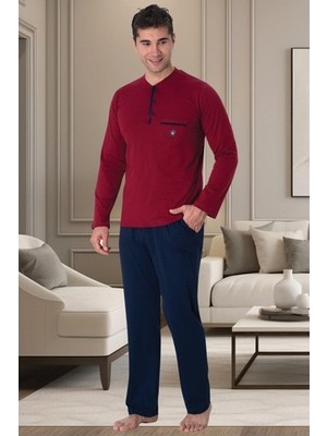 raia  2904 Bordo %100 Pamuk Erkek Büyük Beden Pijama Takımı
