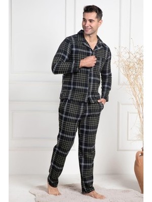 raia  2950 Yeşil Ekoseli Büyük Beden Kışlık Erkek Pijama Takımı