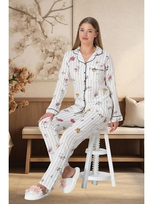 raia  5252 Boydan Düğmeli Kadın Pijama Takımı