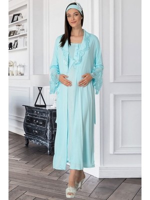 raia  5355 Turkuaz Lohusa Sabahlık Pijama Gecelik Takım
