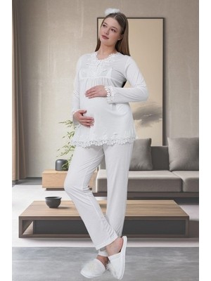 raia  Ekru 1501 Hamile Lohusa Pijama Takımı
