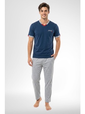 raia  4005 Indigo %100 Pamuk Erkek Pijama Takımı