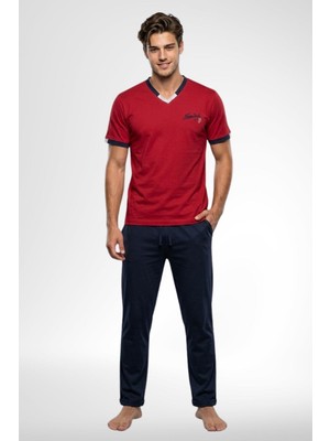raia  4005 Bordo %100 Pamuk Erkek Pijama Takımı