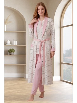 raia  6358 Pembe Kadın Uzun Sabahlıklı Pijama Takımı