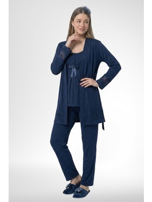 raia  6405 Lacivert Sabahlıklı Lohusa Pijama Takımı