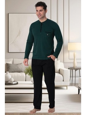 raia  2904 Yeşil %100 Pamuk Erkek Büyük Beden Pijama Takımı
