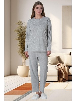 raia  6021 Gri Kadın Büyük Beden Pijama Takımı