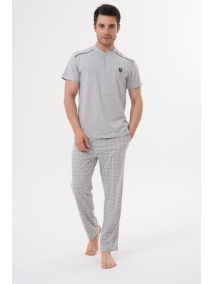 raia  2981 Gri Büyük Beden Kısa Kollu Erkek Pijama Takımı