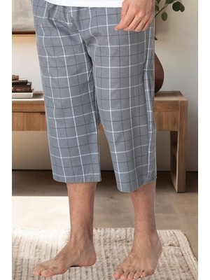 raia  3007 Gri Ekoseli Erkek Capri Alt Pijama