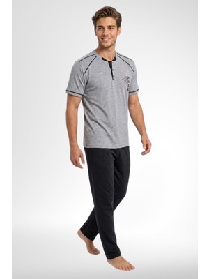 raia  4006 Gri %100 Pamuk Erkek Pijama Takımı