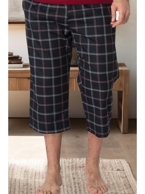 raia  3006 Siyah Ekoseli Erkek Capri Alt Pijama