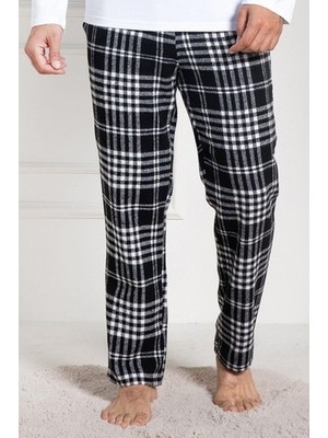raia  3026 Beyaz Ekoseli Erkek Kalın Tek Alt Pijama