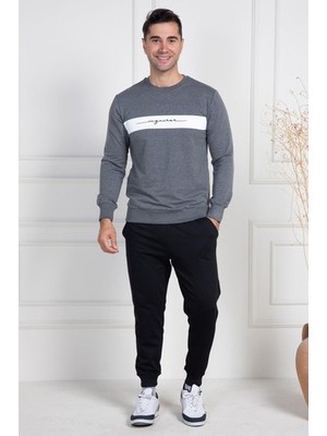 raia  2976 Gri Iki Ip Örme Spor Model Erkek Pijama Takımı