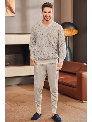 raia   2757 Gri Yazlık Büyük Beden Erkek Pijama Takımı