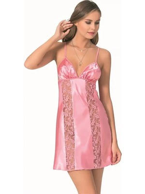 Ang Butik Pembe Kısa Saten Gecelik