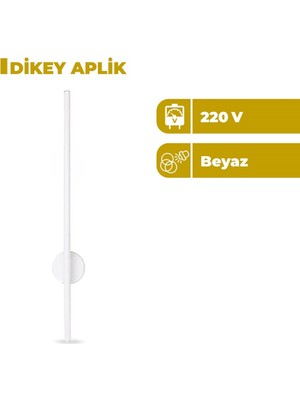 Zeyrise 12 W. Beyaz Dikey Aplik 3200K Sarı Işık