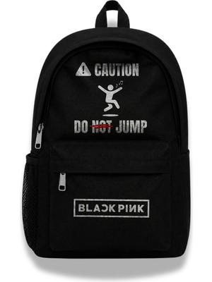 Fuddy Moda Unisex Caution Do Not Jump Baskılı Sırt Çantası, Blackpink Temalı Okul Çantası
