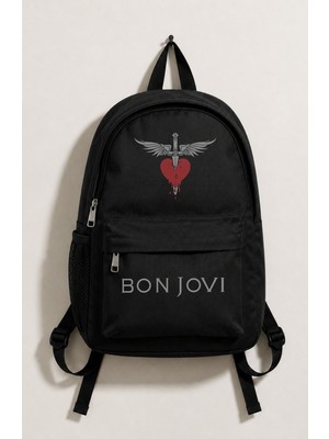 Fuddy Moda Unisex Bon Jovi Baskılı Sırt Çantası, Rock Band Temalı Okul Çantası