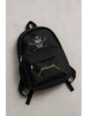 Fuddy Moda Unisex Metallica Skull Baskılı Sırt Çantası, Rock Band Temalı Okul Çantası