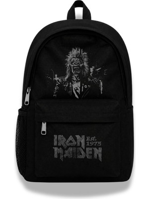 Fuddy Moda Unisex Iron Maiden Est 1975 Baskılı Sırt Çantası, Rock Band Temalı Okul Çantası