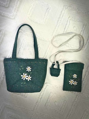 Ggart Handmade Bellıs 2’li Set Çanta, Telefon Çantası V46
