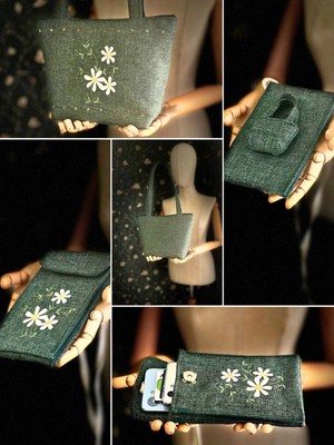Ggart Handmade Bellıs 2’li Set Çanta, Telefon Çantası V2