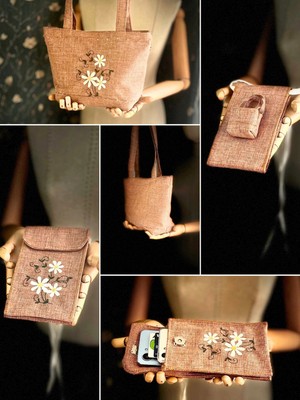 Ggart Handmade Bellıs 2’li Set Çanta, Telefon Çantası V35