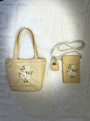 Ggart Handmade Bellıs 2’li Set Çanta, Telefon Çantası V25