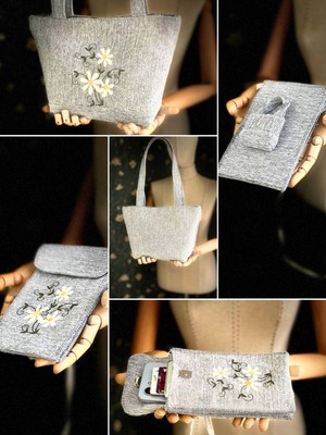 Ggart Handmade Bellıs 2’li Set Çanta, Telefon Çantası V5