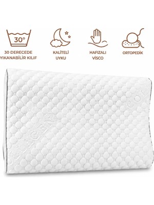 MORVELLA Kolajen Güzellik Yastığı, Medikal Çift Taraflı Ortopedik Visco Yastık 51X41X13-11CM 1350GR