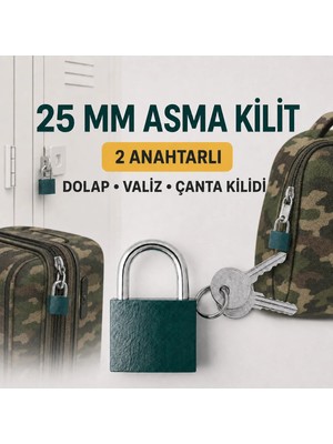 Hard Guard 25 mm Asma Kilit 2 Anahtarlı – Dolap, Valiz, Çanta, Bavul ve Yurt Kilidi