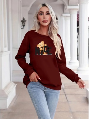 Lune Store Kadın Uzun Kollu Bisiklet Yaka Viskon Iki Iplik Bluz