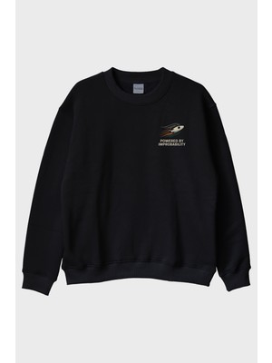 Lofux Improbability Roket Siyah Bisiklet Yaka Sweatshirt
